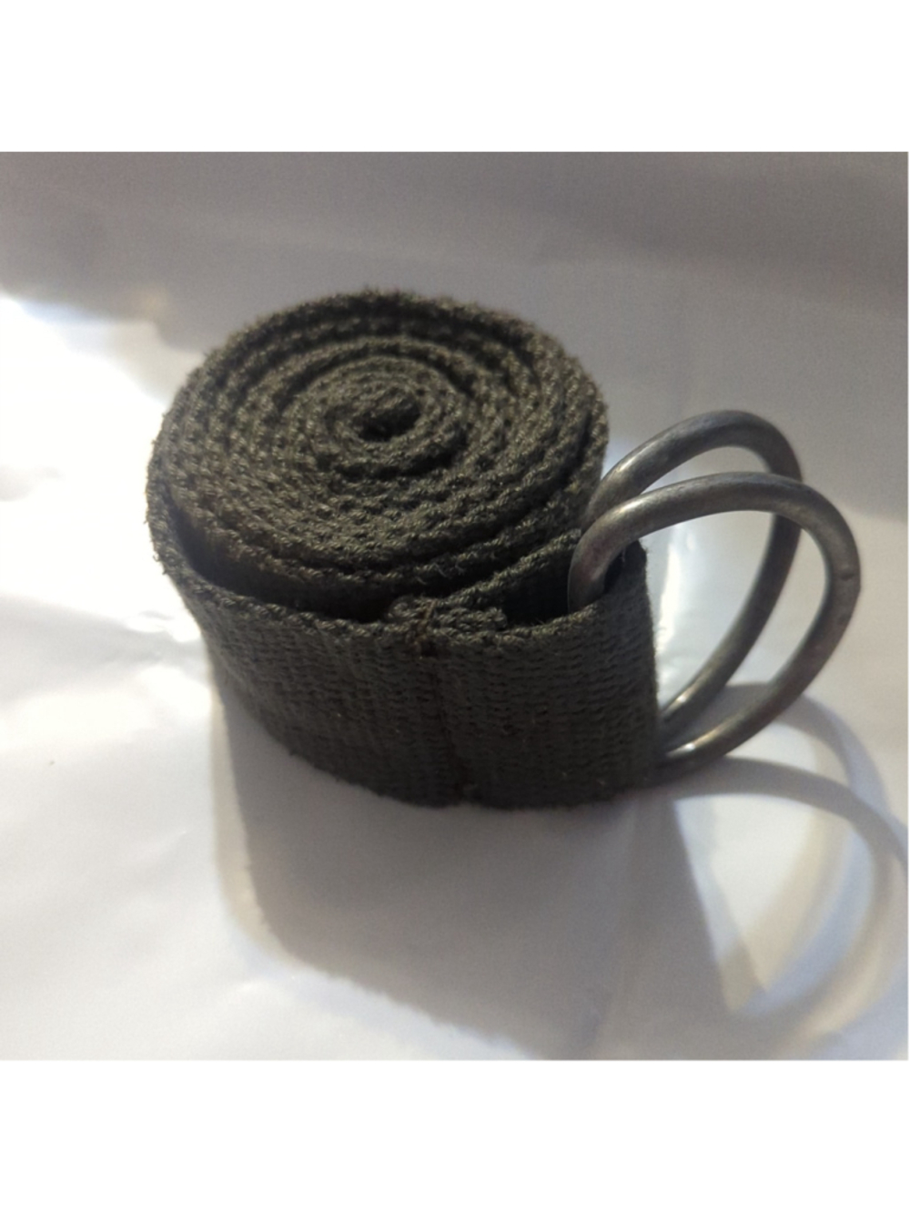 Grey Green Web Canvas D-Ring Belt - size 40